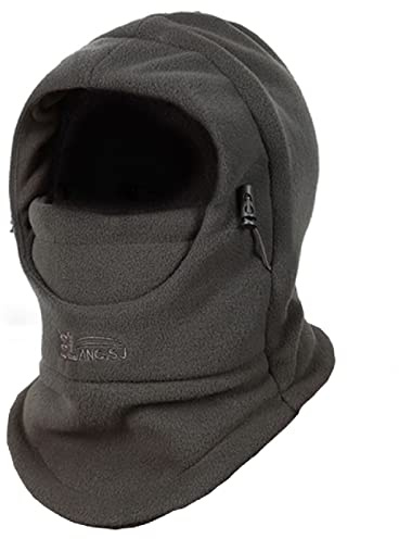 TRIWONDER Fleece Vintermössa med Huva för Pojkar och Flickor Skidmask Halsduk Varm Vindtät för Skidåkning Snowboard Utomhus (01 Armégrön)