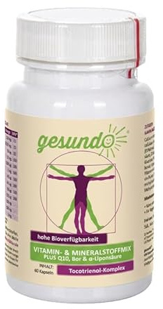 gesundo Vitamin- und Mineralstoffmix PLUS - Coenzym Q10, Bor, Tocotrienole - 60 Kapseln