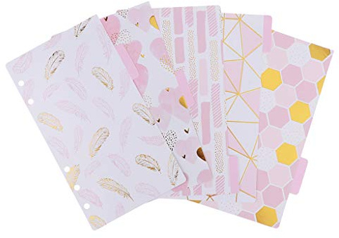 6 pcs 6 Loch Tabbed Paper A6 Register Trenner Einfügbare Indexseite Karteikarten Registerkarte - C