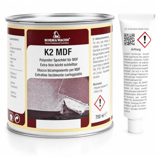 BORMA Profi -1650-2K MDF Kitt Holzkitt Spachtel Holzmasse 750ml Kiefer - 05