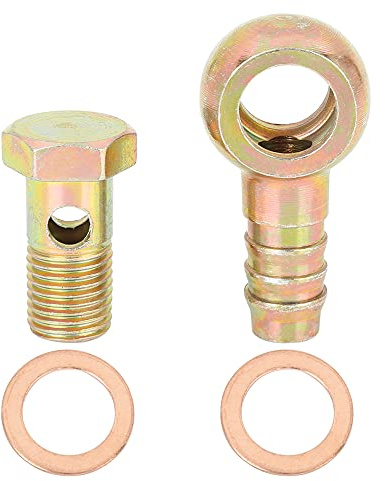 X AUTOHAUX 14mm Banjo Hohlschraube Kit 1 Satz Für Bremsanlage Motor | 14mm Innendurchmesser, M14x1.5 Gewindegröße, 13mm Stangendurchmesser, CNC Präzisionsbearbeitung, Inkl. Dichtscheiben