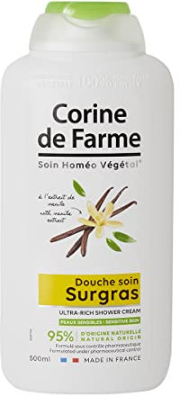 Corine de Farme - Producto de Ducha Supergraso con Extracto de Vainilla - pH Neutro, 95% Ingredientes de Origen Natural, Clean Beauty, Fabricado en Francia - 500 ml