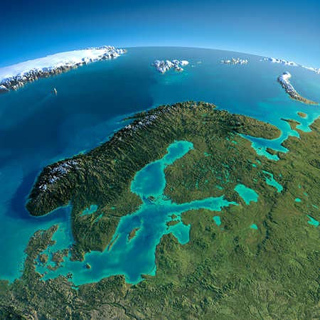 adrium Holz-Bild 100 x 100 cm: Sehr detaillierter Planet Erde am Morgen übertrieben präzise Erleichterung beleuchtete Morgen Sonne detaillierte Erde Europa Ska (26511014)