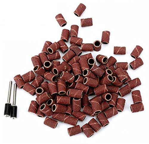 Abrasive Sandpaper 100pcs Drum Sanding Kit 80# Grit Nail Drill Bits Sandpaper with 3.17 Sanding Mandrels Rotary Tool Accessories,14mm Sanding Drum