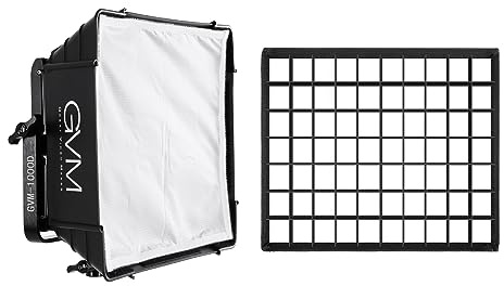 GVM Great Video Maker Diffuseur de boîte à lumière pliable avec grille ruche pour lumière vidéo RGB 680RS, série 880RS, noir, blanc, tissu et métal, boîte à lumière avec grille, 1 pièce