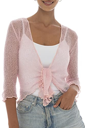 Back From Bali Womens Lightweight Knit Cardigan Shrug Lite Sheer Ballet Pink