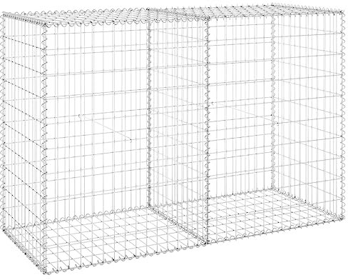 vidaXL Gabion Wall with Covers - Galvanised Steel Protective Barrier Wall - Durable and Rustproof - Ideal for Residential & Commercial Landscaping Projects - 150x60x100 cm
