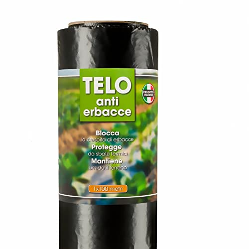 Telo PACCIAMATURA PACCIAMANTE Prodotto in Italia, 100% Materia Plastica Riciclata Brevettata, Senza Fori POLIETILENE per Copertura Terreno, COMPRA Italiano (100 Metri x 1)