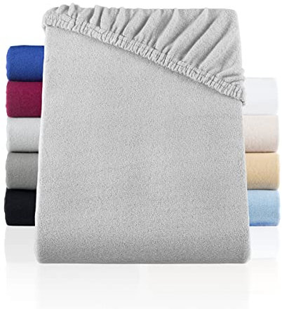 BaSaTex Winter Thermo Fleece Topper Spannbettlaken - wärmendes plüsch Spannbetttuch Teddy Flausch - Flauschiges Bettlaken | Größe: 140x200-160x200 cm Steg: bis 10cm | Farbe: Grau