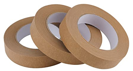Lichamp 3 Pack Brown Painters Tape 1 inch, Brown Masking Tape 1 inch x 55 Yards x 3 Rolls (165 Total Yards)