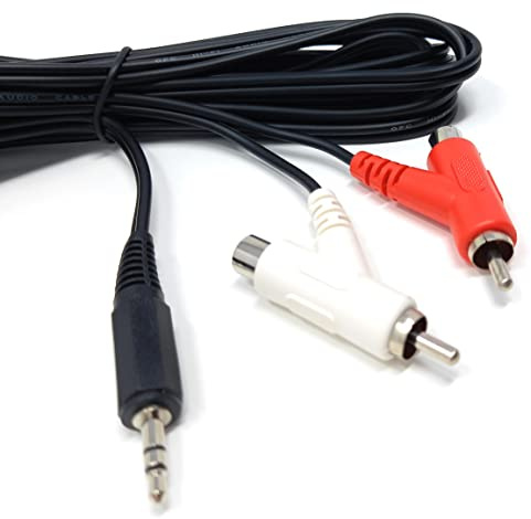 DRUT Mini Prise Jack stéréo 3m, 3.5mm, vers 2 fiches Phono RCA mâles et Femelles empilables, câble Audio, 10 Pieds