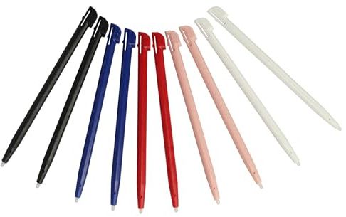 vhbw 10x Stylos de Saisie Compatible avec Nintendo 2DS Console de Jeux - 9,5 cm de Long, Noir, Rose, Blanc, Bleu, Rouge