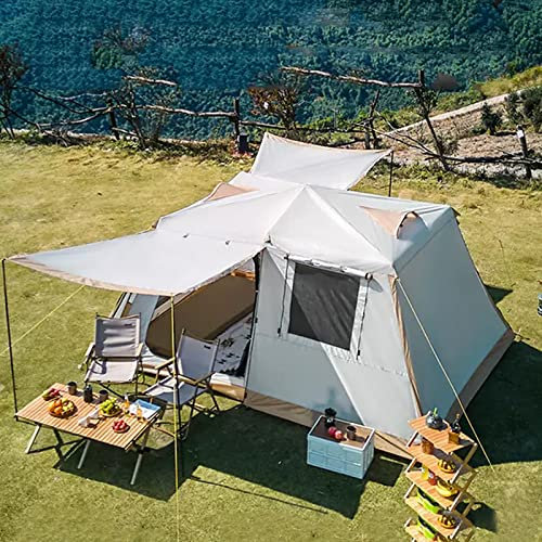 Campingzelt, Doppelschicht-Campingzelt für 12 Personen, Familienkabinenzelte, 2 Zimmer, gerade Wand, 3 Türen und 3 Fenster mit Mesh, wasserdicht, groß