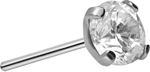 PIERCINGLINE Titan Labret Aufsatz mit Push Pin EINGEFASSTER KRISTALL OHNE Labret Stecker Piercing Ohr Conch Tragus Lippe Nase Medusa Farb & Größenauswahl