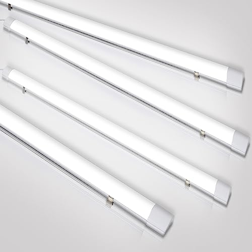 Herrselsam LED Feuchtraumleuchte 60cm, 18W LED Röhre 1530LM Feuchtraumlampe 4000k Neutralweiß, IP65 Wasserfest Feuchtraum Wannenleuchte, LED Werkstatt Deckenleuchte Lampe für Garage Büro, 4er