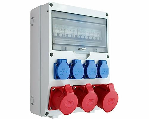 Wandverteiler Baustromverteiler 1x32A CEE / 2x16A CEE / 4x230V mit Leitungsschutzschaltern EL1-2