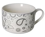 Brandani 52865 TAZZA COLAZIONE SHANTI BIANCO NEW BONE CHINA, cm d 12,5X9 h, Bianco con decoro Shanti