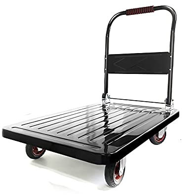 Plattformwagen Zusammenklappbarer Plattformwagen mit Kunststoffplatte, Metallgriff, geräuschlose Räder, beweglicher Schubwagen for Lager, Garage, große Tragfähigkeit Transportwagen ( Size : 440lb )