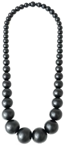 Heritage Hues Collana unisex con perline di legno grosse – design – nero