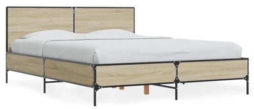 ShGaxin Bettgestell Sonoma-Eiche 120x200 cm Holzwerkstoff und Metall, Bett, Jugendbett, Schlafzimmer Bett, Bed Frame - 3279993