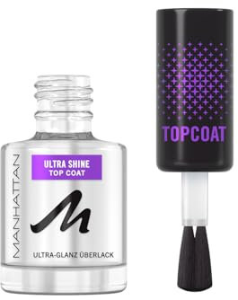 Manhattan Nail Top Coat Ultra Shine, transparenter Überlack mit Hochglanz-Finish für eine langanhaltende Maniküre, 12 ml