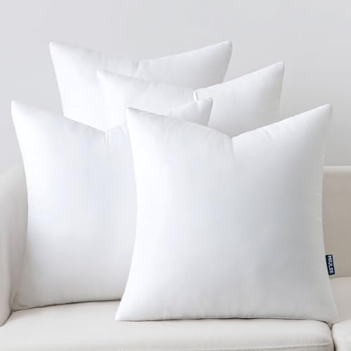 MIULEE 18x18 Inch Throw Pillow Insert Set of 4,Premium Pillow Stuffer Sham Square for Decorative Cushion Bed Couch Sofa