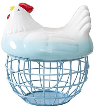 HYKJCSS Huevera Gallina Cesta para Huevos, Decoración De Pollo, Soporte para Huevos De Granja para Refrigerador, Cestas para Huevos Frescos Hueveras(Blue)