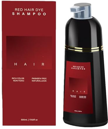 Rot Haarfärbeshampoo für graues Haar Sofort-Haarfarben-Shampoo Haarfärbemittel Haarfärbung in Minuten Hair Color Shampoo Natürliche und langanhaltende Farbe 500ml