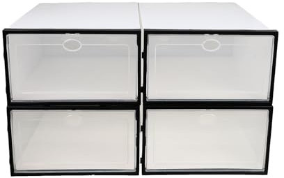 TOPBATHY 4 Piezas Caja Para Zapatos Transparentes Apilables Organizador De Almacenamiento Impermeable Y Plegable Para Zapatillas Botas Y Ropa Interior