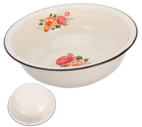 Garneck Cuenco de Esmalte Retro 30 Cm de Gran Capacidad, Cuenco de Mezcla Esmaltado Resistente a Manchas, Recipiente Vintage para Mezclar Masa y Lavar Verduras, Uso Doméstico