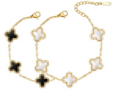 AOWVUTS 2 Stück Armband Damen Gold Vierblättriges Kleeblatt Armband Set 18 Karat Vergoldet Armband Edelstahl Verstellbare Glücksbringer mit Klee Gold Schmuck Geschenk für Frauen Mädche