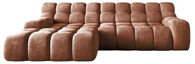 DomiMeble DomoHome- Campile Big Ecksofa mit Schlaffunktion Sofa Modern Couch Eckcouch Wohnzimmer Möbel Ausfahrbarer Sitz Sofa L Form, Links Size: 85x288x119 cm Stoff: Eden 10 Farbe: Braun