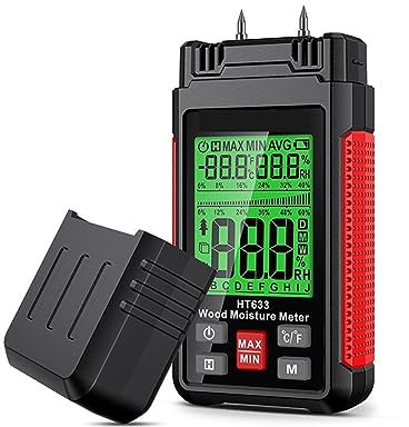 Misuratore di umidità, Misuratore Umidità Muri, HT633 Misuratore di umidità digitale Misuratore di umidità for legno Igrometro 0 ~ 57% Rilevatore di umidità for legno Display LCD , per Parete, Legno,