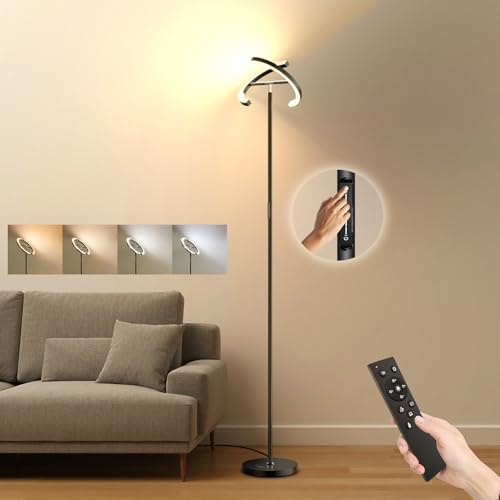 FIMEI Lampade da Terra 22W, Piantana Lampade salotto 4 Temperature di Colore e Oscuramento Continuo, Piantana con Telecomando e Controllo Tattile, Lampada da Terra Moderna, 1400LM