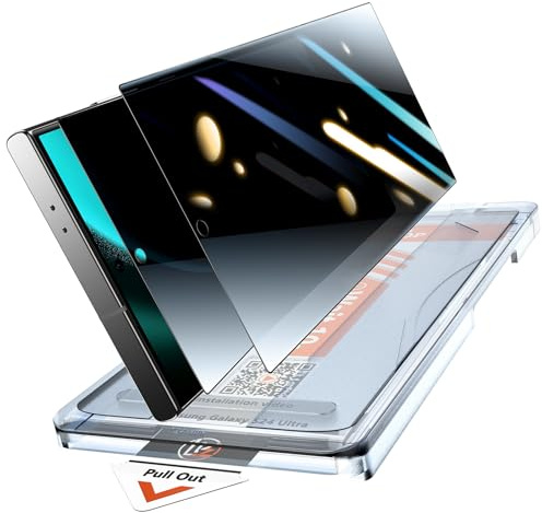 LK für Samsung Galaxy S24 Ultra für Panzerglas Sichtschutz | [Auto-Installation] 0 Staub & Blasen, 9H Härte Bruchsicher Kratzfest Sichtschutzglas, Anti-Fingerabdruck, 2 Stück, Schwarz