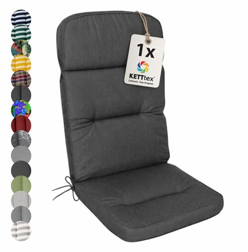 KETTtex EXKLUSIV Auflage Hochlehner Agora anthrazit I Gartenstuhl Polster 120x50x7cm I hochwertige & Pflegeleichte Sesselauflage I Wetter- & formbeständige StuhlauflageI KTH3 Sitzauflage