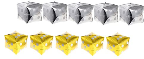 CIMAXIC 10stücke Teiliges Würfel Folienballons Gold Und Silber -thema Party Dekoration Für Geburtstage Hochzeiten Und Spielevents Wiederverwendbar Einfach Zu Verwenden