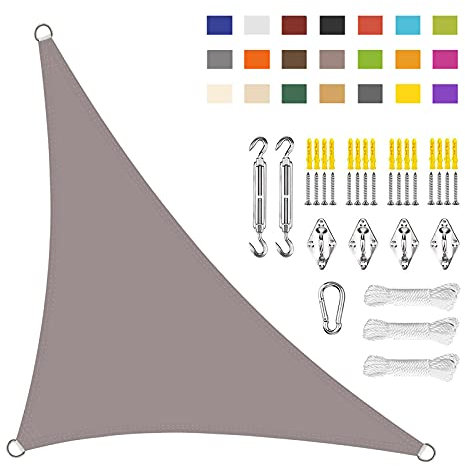Waterproof Sun Shade Sail Triangle for Patio Backyard Camping Khaki 3.6x3.6x3.6m Anti UV Right Angle Garden Awnings