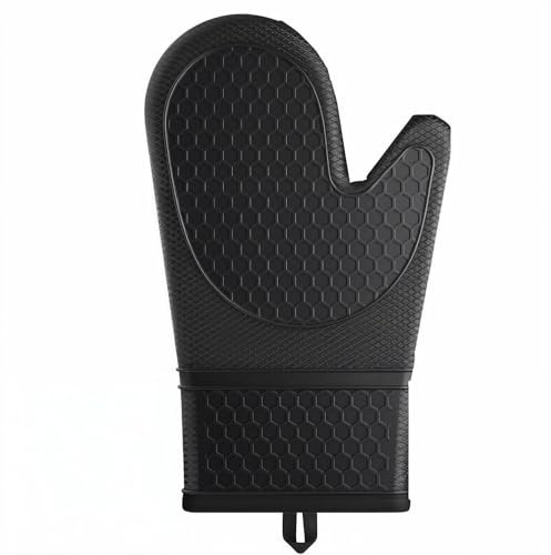 AZK Silicone Oven Gloves Heat Resistant 500°F (260°C) - Double Sided Non-Slip Silicone Oven Mitts for Grilling, Cooking, Baking, Microwave & Barbecue - Inner Soft Lining Kitchen Gloves Extra Large (1)