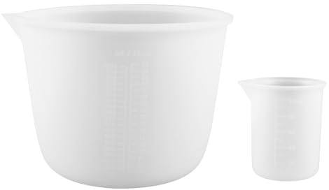 2 vasos medidores de silicona en polvo, 1000 ml/100 ml, vasos de silicona para fundición de resina, juego de mezcla para mezclar resina epoxi, moldes de fundición, encerar, caucho de silicona