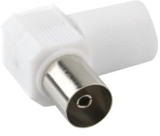 Clavija Antena - Clavija acodada Hembra para conexión de Antenas de TV, Material Resistente, fácil instalación y Compatible con Diversos Cables.