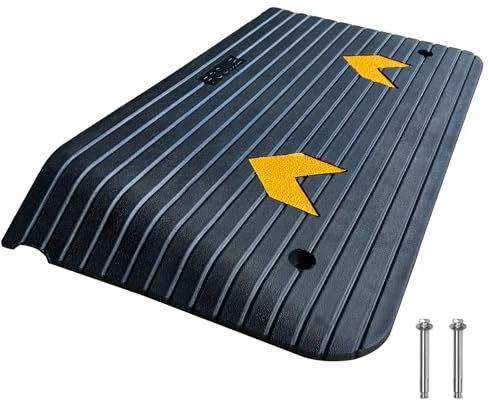 Gummi-Schwellenrampe für Türöffnungen, strapazierfähig, 7,5 cm, 3 Zoll Anstieg, Rollstuhlrampe, 1 Packung, recycelte Gummi-Bordsteinrampe für Türschwellen, Rollstuhl-Scooter-Rampe, Bordsteinrampe (R