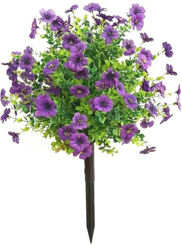 Teksome Artificial Boxwood Topiary Ball with Lavender, Artificial Shrub Bushes with Ground Spike, UV Resistant Fake Evergreen Tree for Indoor Outdoor Front Porch Garden