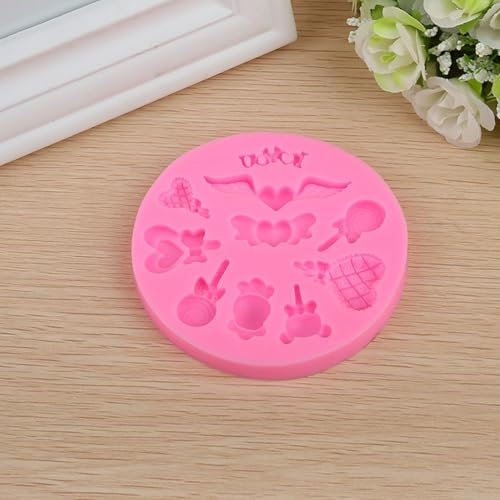 1 moule en silicone motif sucettes en forme de cœur et ailes de dessin animé pour gâteau au chocolat