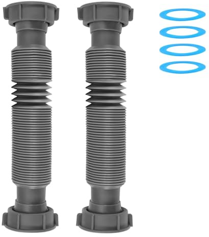 QruiLanTu 1 1/2 Flexible Drain Hose Expandable Flexible Sink Drain Pipe Expandable10in-24.4in P Trap Suitable for Kitchen, Bathroom, Outdoor and RV（2 Pcs Gray）