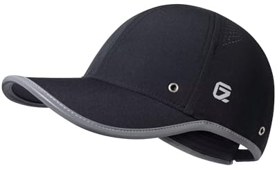 GADIEMKENSD UPF50+ sportmössa, andningsbar, ultralätt, utan struktur, unisex löparkeps med reflekterande kant för tennis, pickleball och golf, svart, 53-59