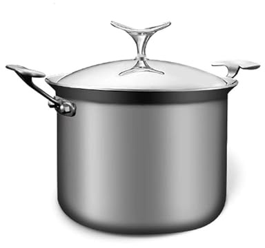 Olla de acero inoxidable, olla de cocción lenta resistente con tapa para guisos y salsas