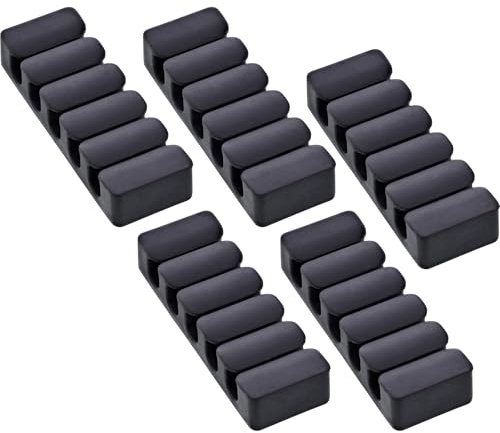 InLine 5er Pack Kabelclip 5-fach selbstklebend schwarz, zur Organisation mehrerer Kabel am Schreibtisch, im Auto oder Büro, mit 3M Klebepad, 59971K