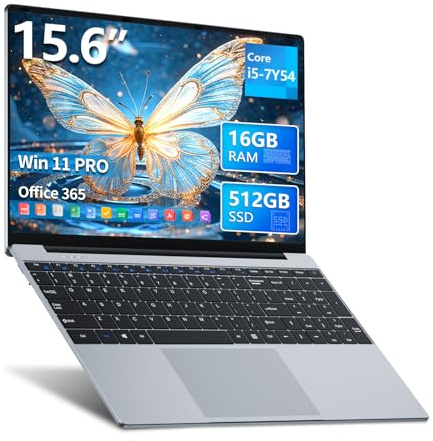 15,6 Pollici PC Portatile con Core i5 7Y54 Processore, 16GB RAM 1TB SSD, Win11 Notebook 1920*1080 FHD Schermo, Laptop Computer Portatile con Tastiera Numerico Retroilluminata WIFI5 Mini-HDMI USB3.0