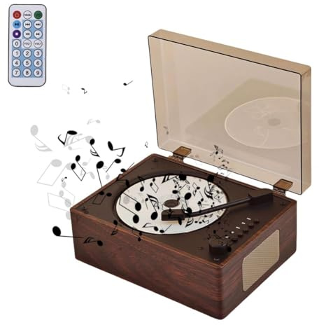 Retro Portable CD Player, Rechargeable CD Music Player for Home with Remote Control, Bluetooth CD Kpop Player 5.0, Dust Cover, Support AUX/USB CD Player, Home Decor (Walnut)
